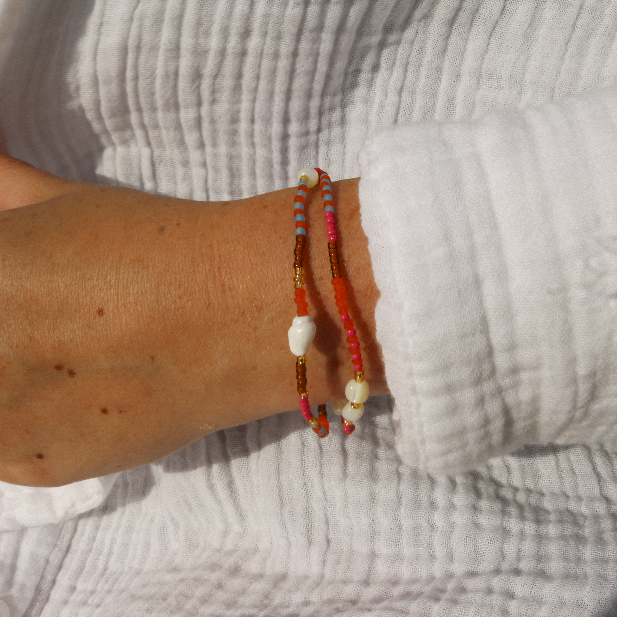 Collection de bracelets en perles colorées « Heure dorée »: Bright Pink