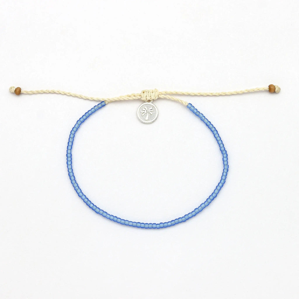 Bracelet perlé en verre dépoli Ka'anapali, bracelet de cheville Surf: Bleu
