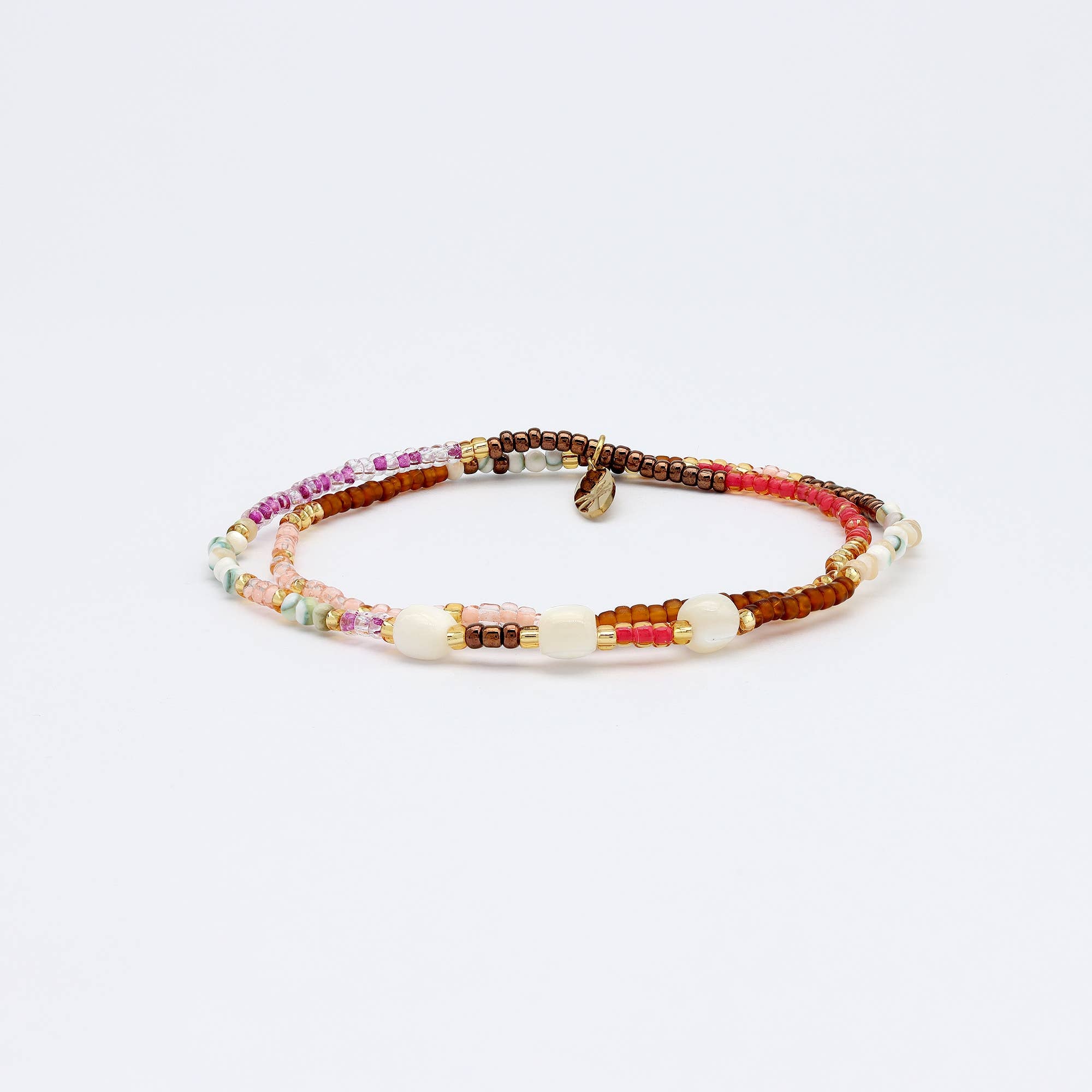 Pantai Bracelet à perles tons chauds, bracelet de surf élastique