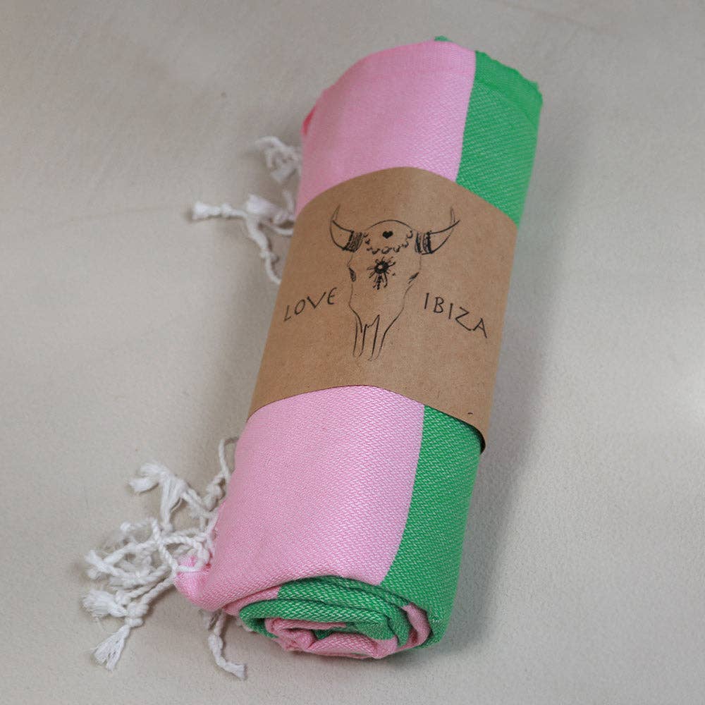 Serviette hamman verte/rose