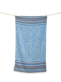 Serviette de plage Keros en coton 100 % chocolat menthe et bleu parlement 90x180 cm