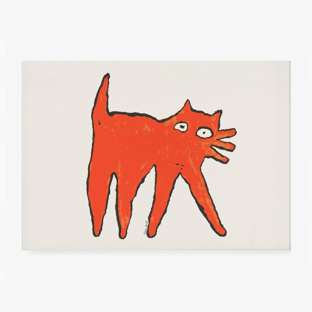 Tirage d'art — Chat orange aux grands yeux — Naïf, fantaisiste: Pas de cadre / 30 x 40 cm