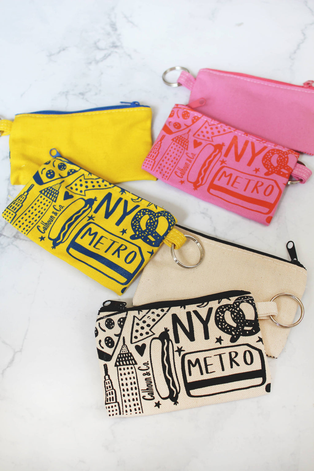 Pochette porte-cartes zippée New York avec porte-clés: NEW-YORKAIS