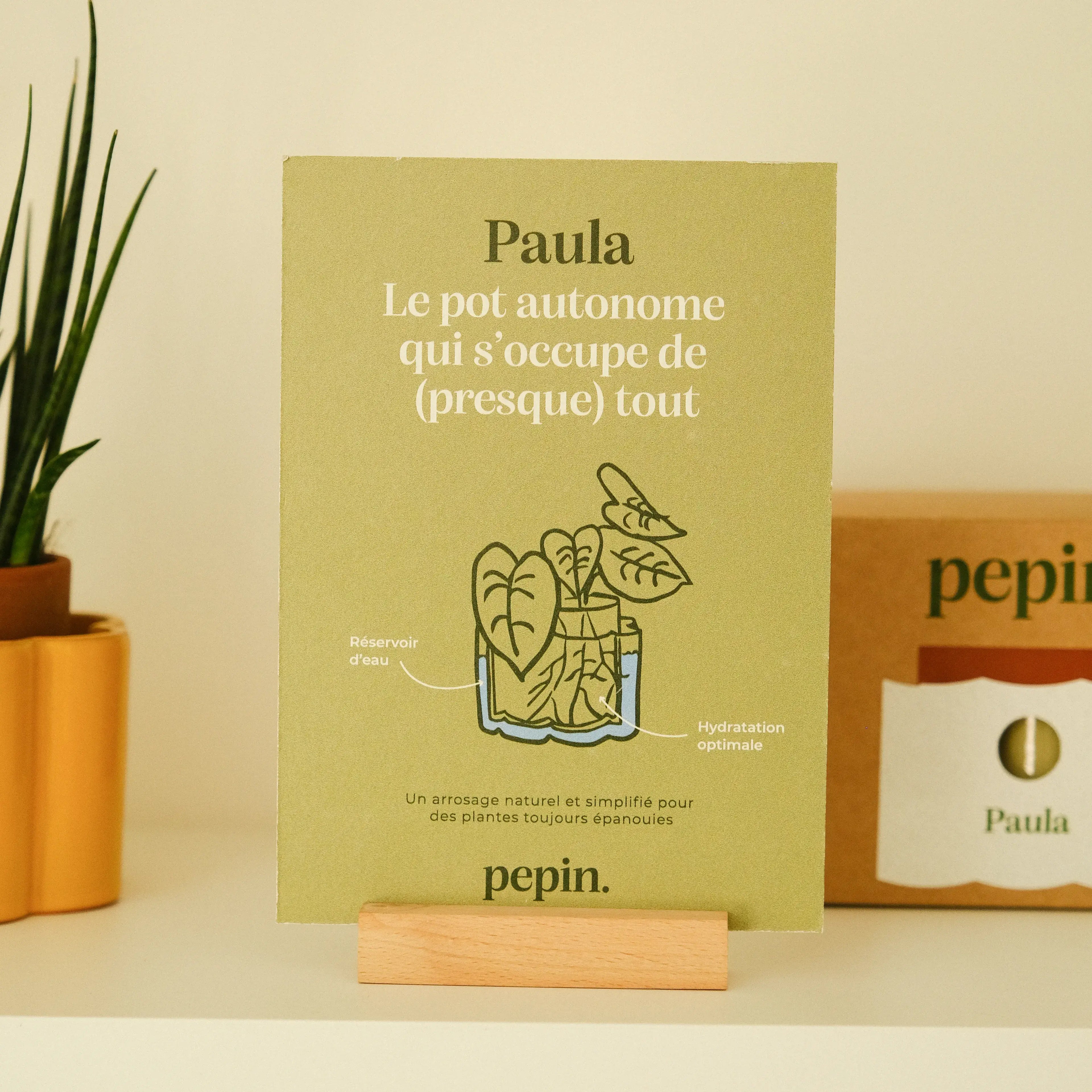Pot auto-arrosant Paulita (S) - Jaune moutarde