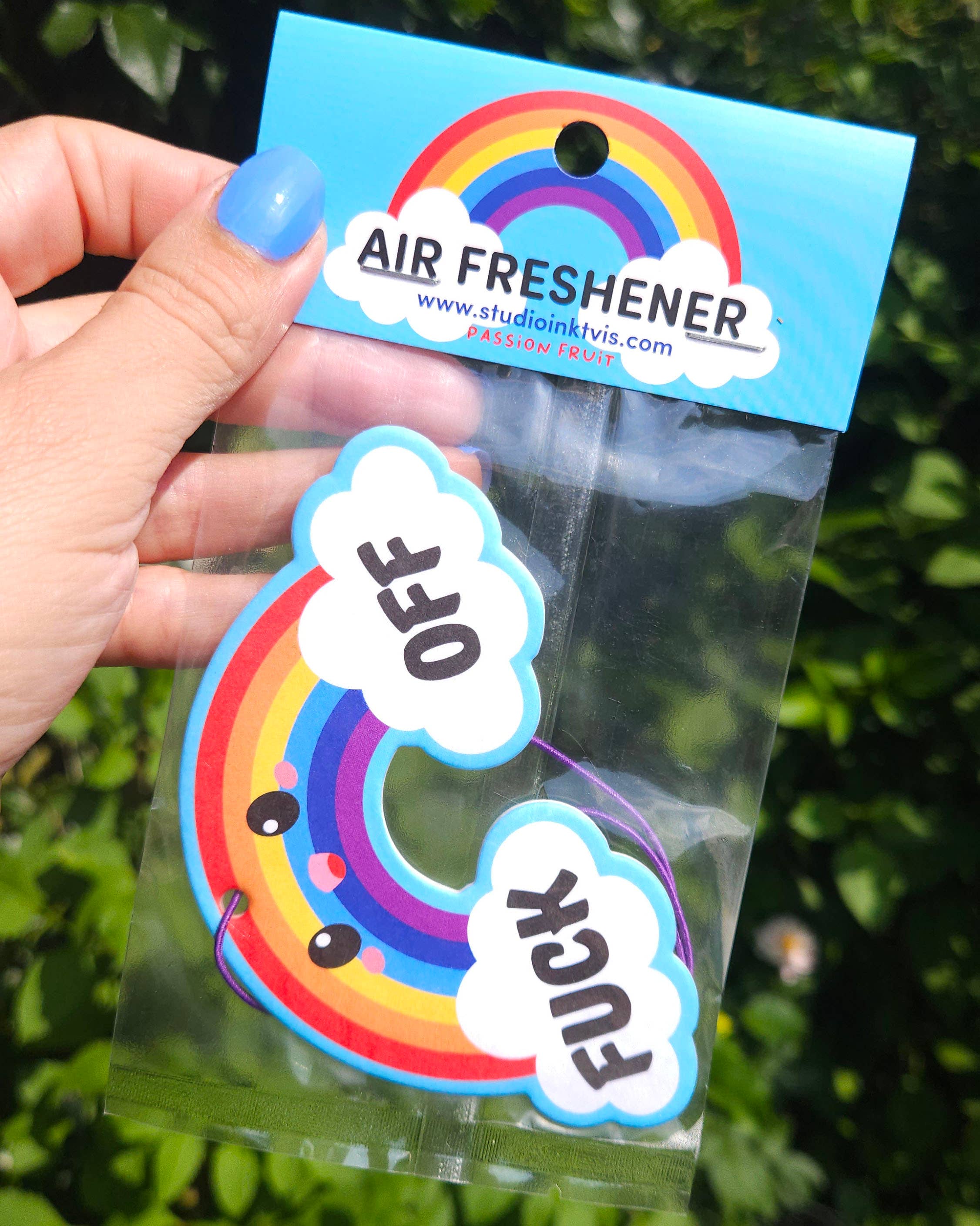 Désodorisant arc-en-ciel « Fuck Off » – Parfum fruit de la passion