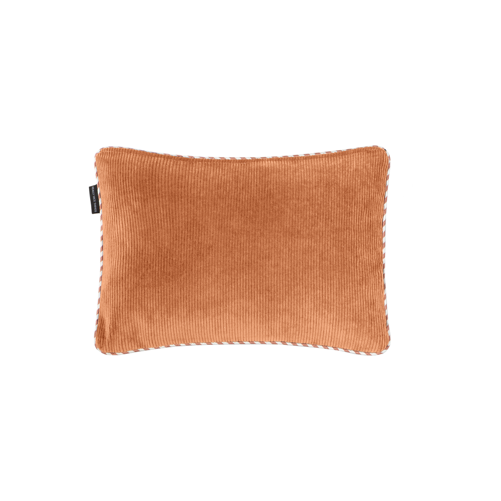 Coussin 50x35 réversible en velours côtelé orange et bleu