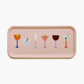 Plateau de service rectangulaire Cocktails pêche - 32 x 15 cm