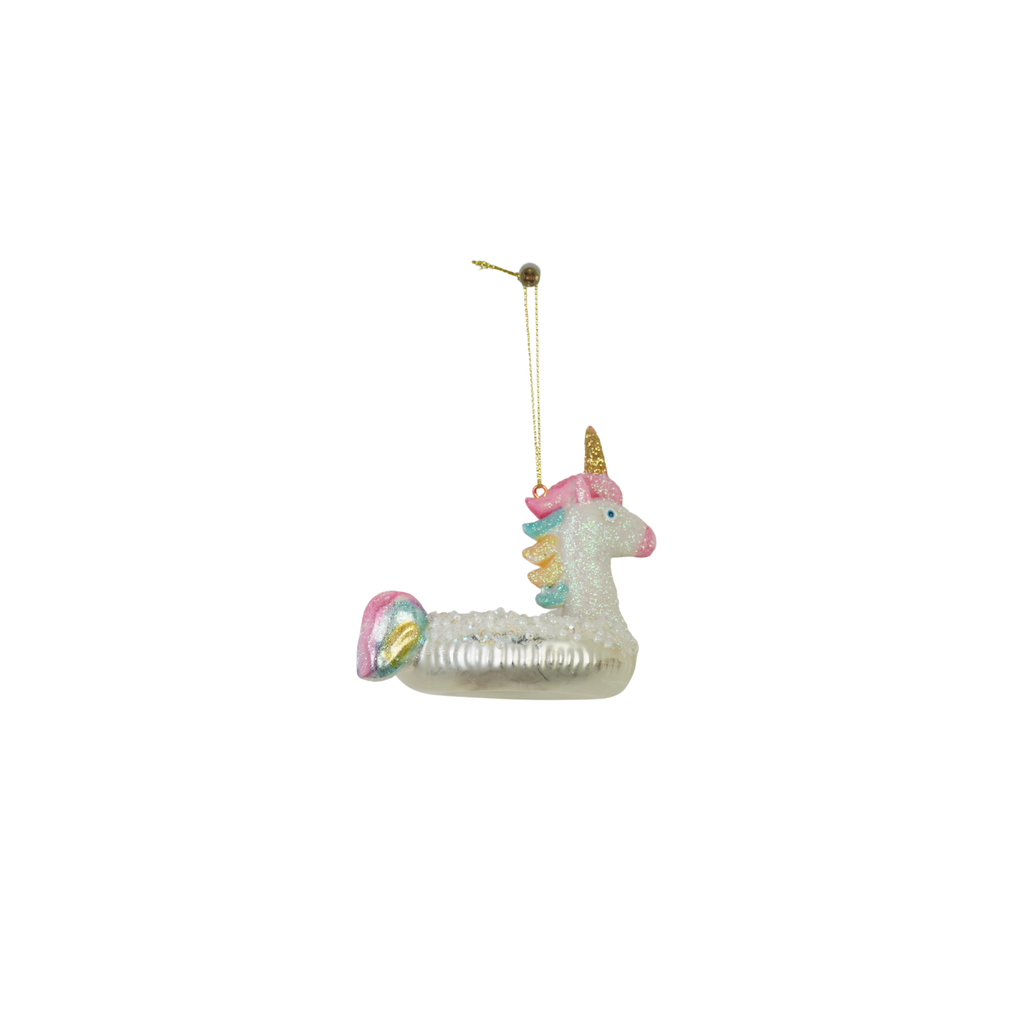 Suspension de Noël - Licorne - Blanc - Verre - 8x9,5x9cm