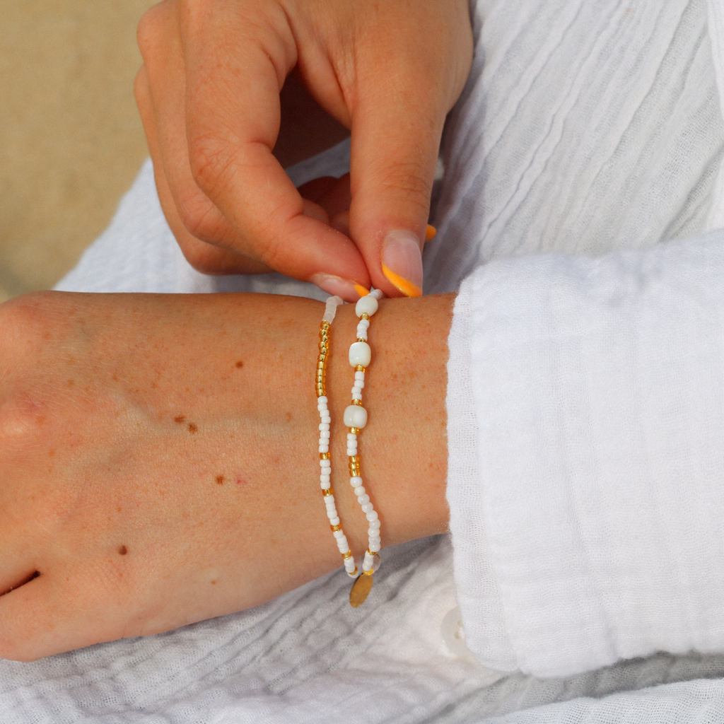 Collection de bracelets en perles colorées « Heure dorée »: Bright Pink