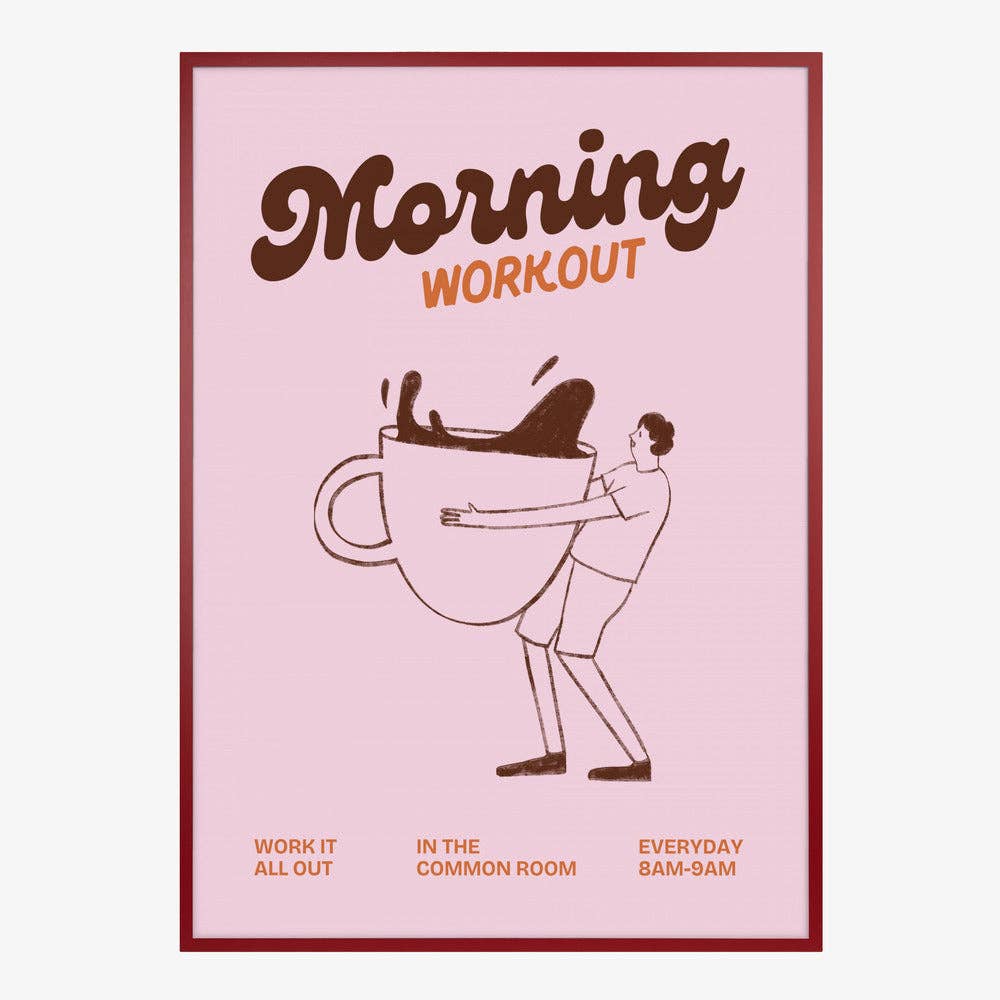 Impression artistique « Entraînement matinal au café » — Affiche rétro rose: Pas de cadre / 30x40 cm