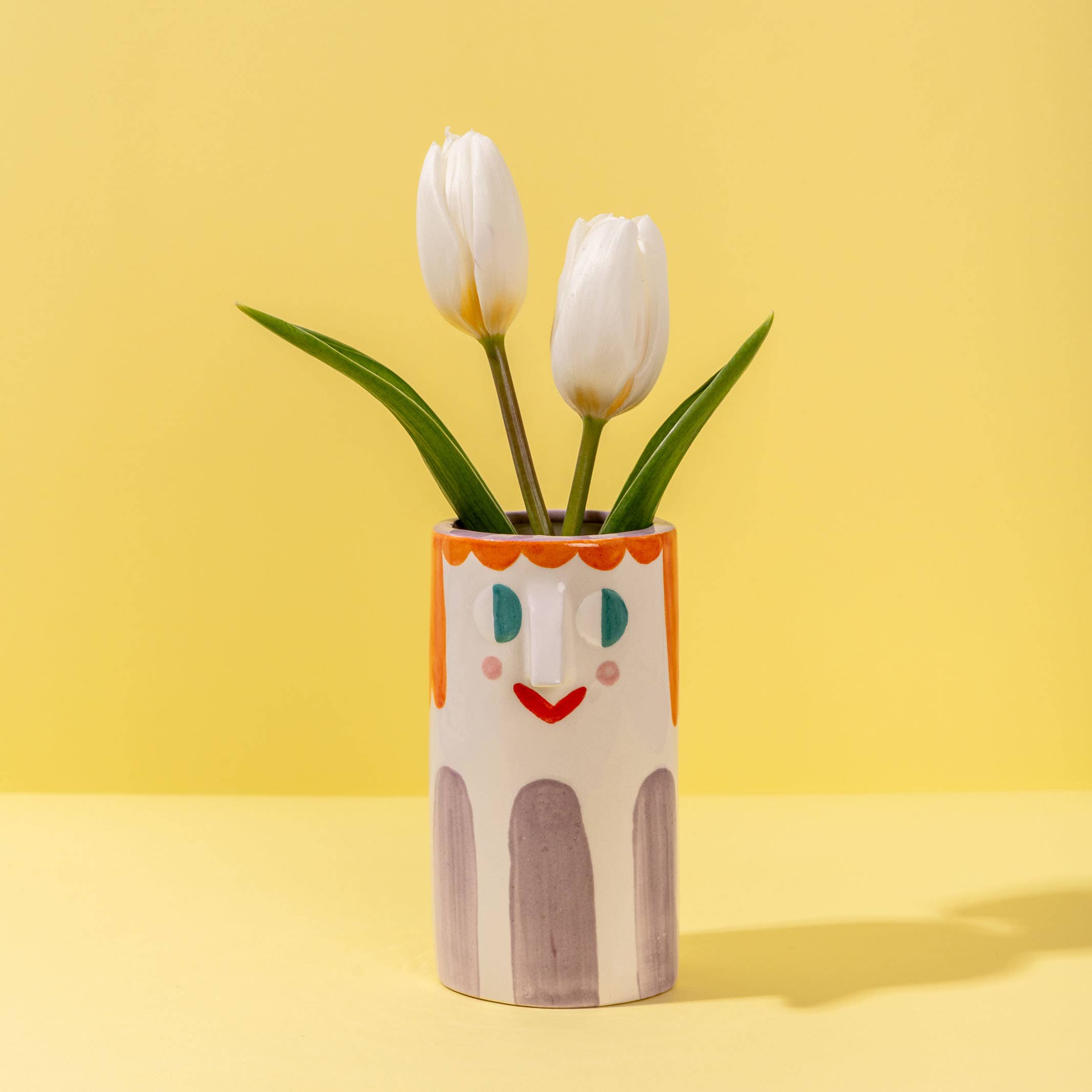 Vase en céramique Fille / rayures violettes