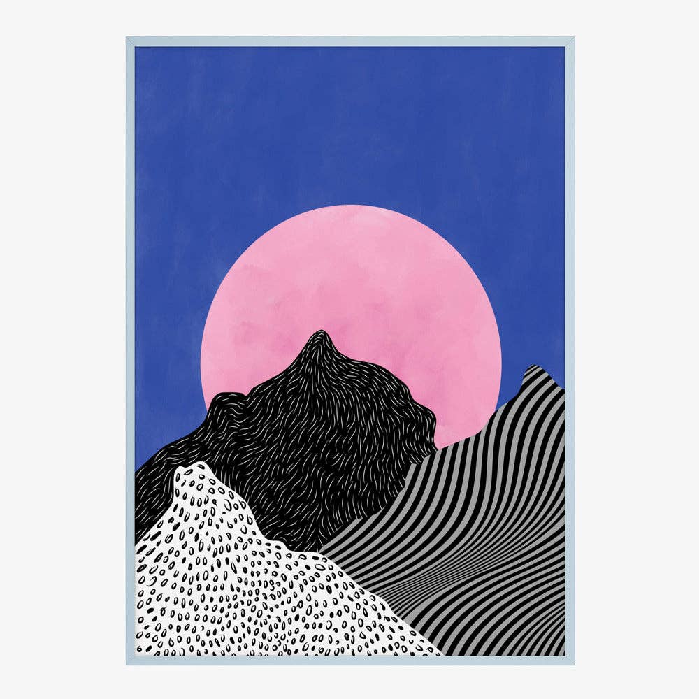 Impression d'art « Pink Moon Peaks » — Paysage pop surréaliste: Pas de cadre / 30x40 cm