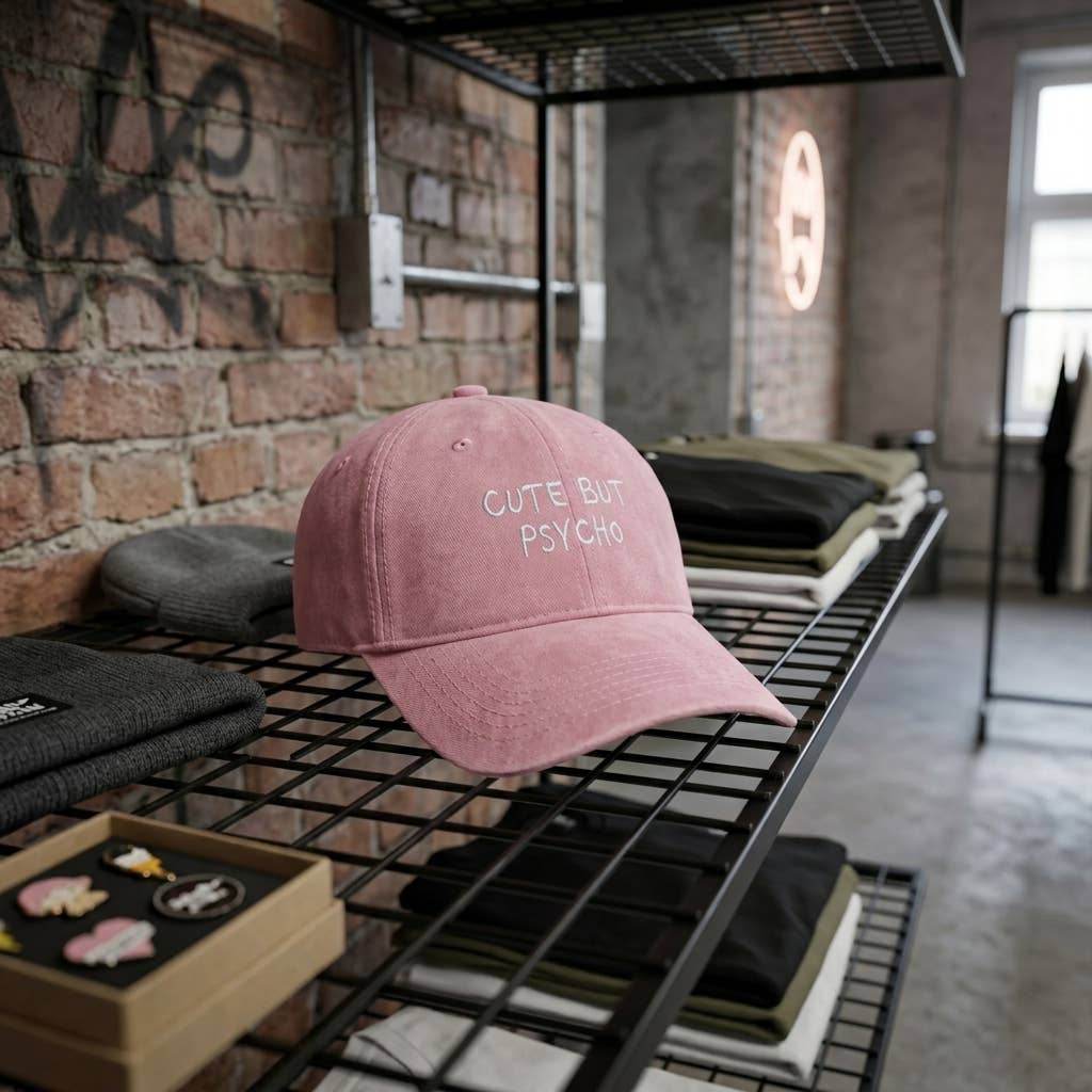 Casquette rose brodée « Mignonne mais psychopathe »: Green