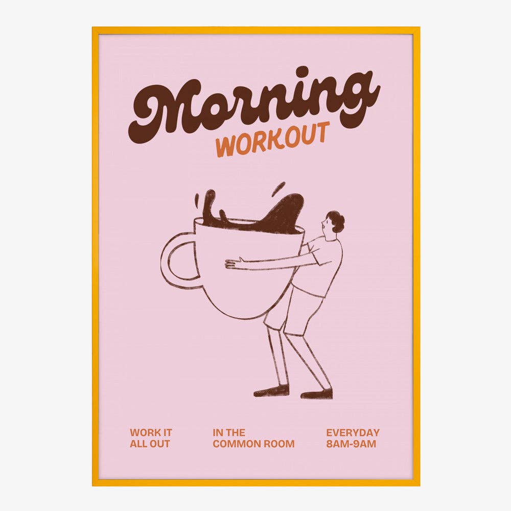 Impression artistique « Entraînement matinal au café » — Affiche rétro rose: Pas de cadre / 30x40 cm