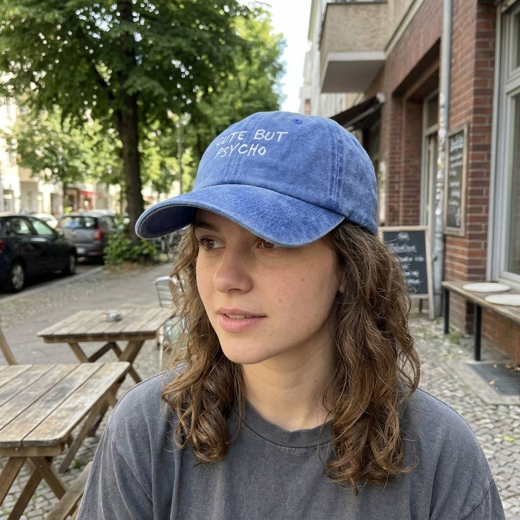 Casquette rose brodée « Mignonne mais psychopathe »: Green