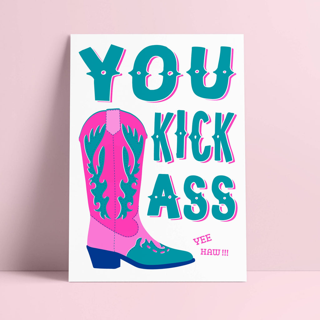 Carte postale - bottes de cow-boy « You kick ass »
