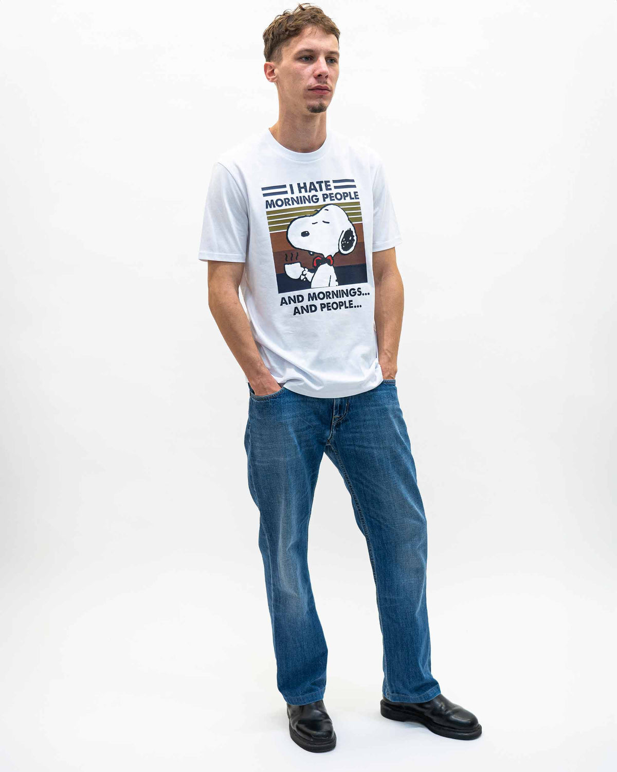 T-shirt Morning People - Tee shirt drôle graphique: Blanc / S