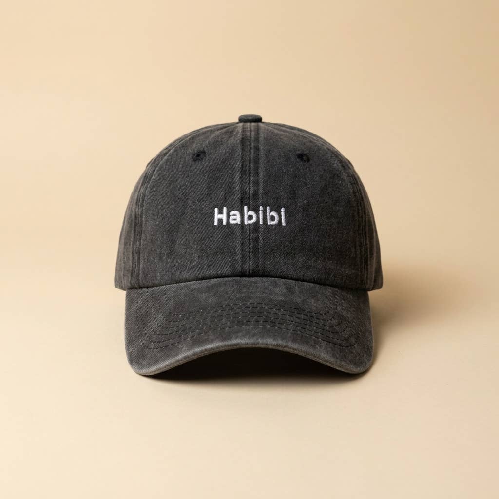 Casquette noire brodée « Habibi » avec inscription en arabe: Black