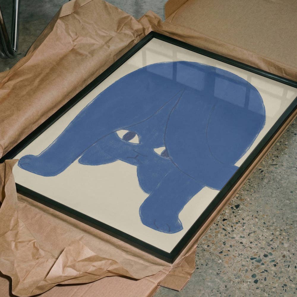 Affiche d'art « Chat bleu à l'envers » - Décor minimaliste: Pas de cadre / 30x40