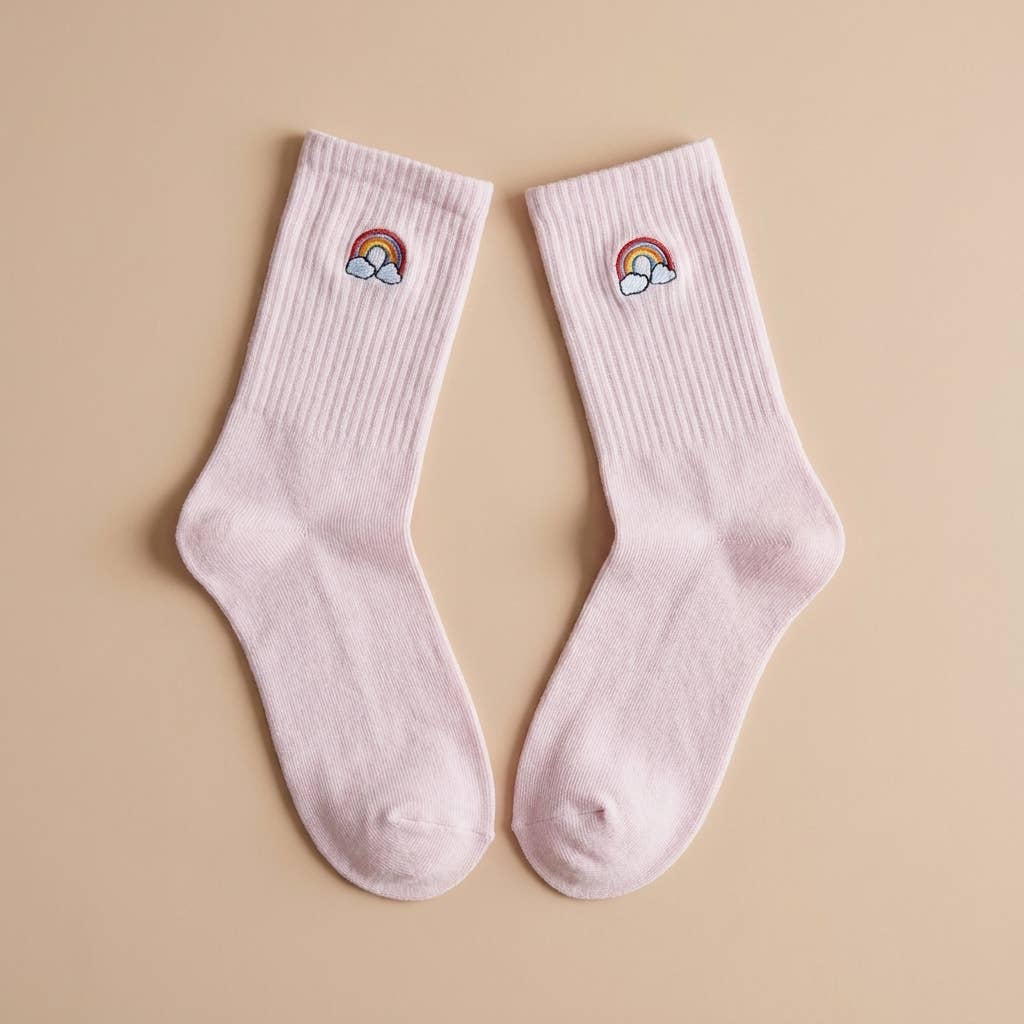 Chaussettes brodées arc-en-ciel — cadeau Pride queer: 37-43