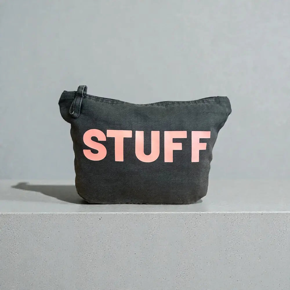 Trousse de toilette Zip Stuff - Noir délavé/Rose