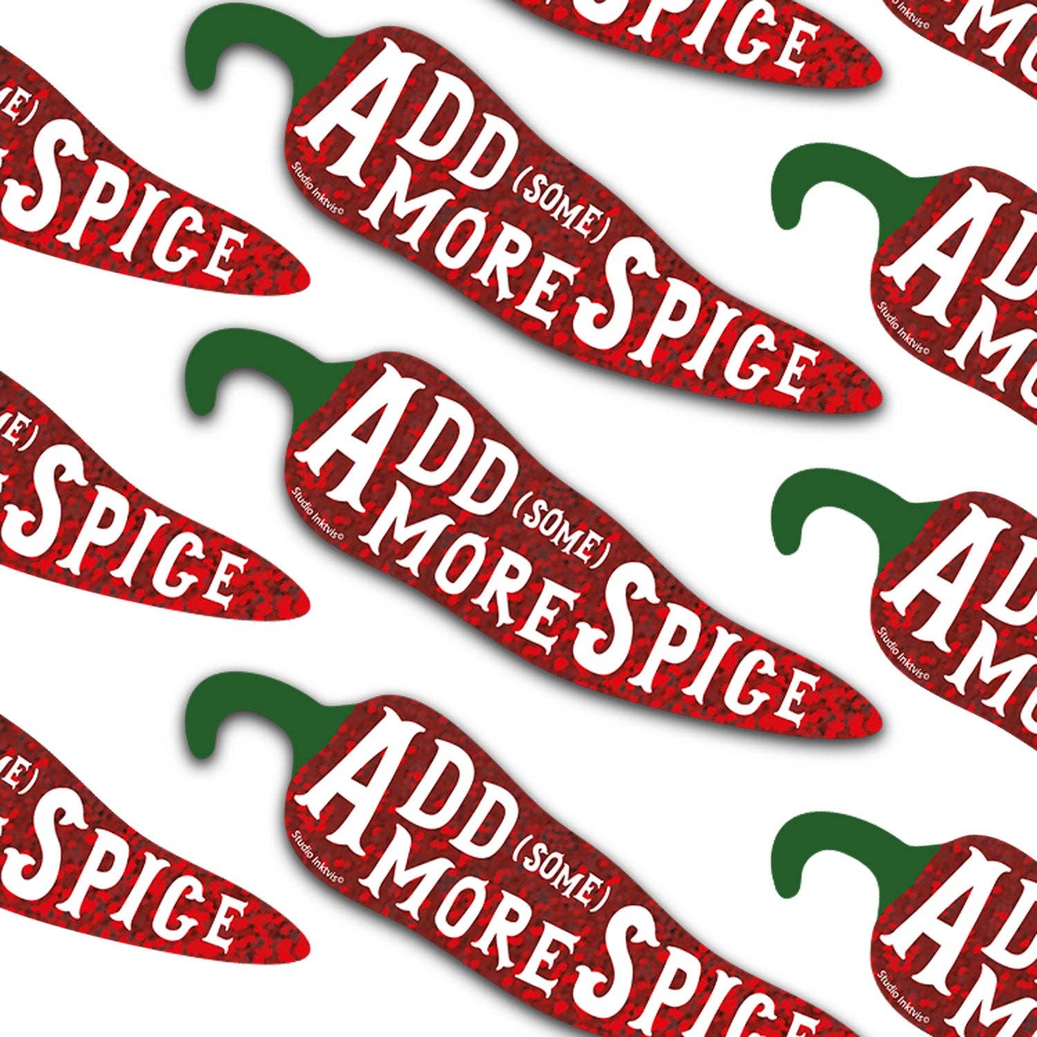 Autocollant pailleté piment « Add (some) more spice »