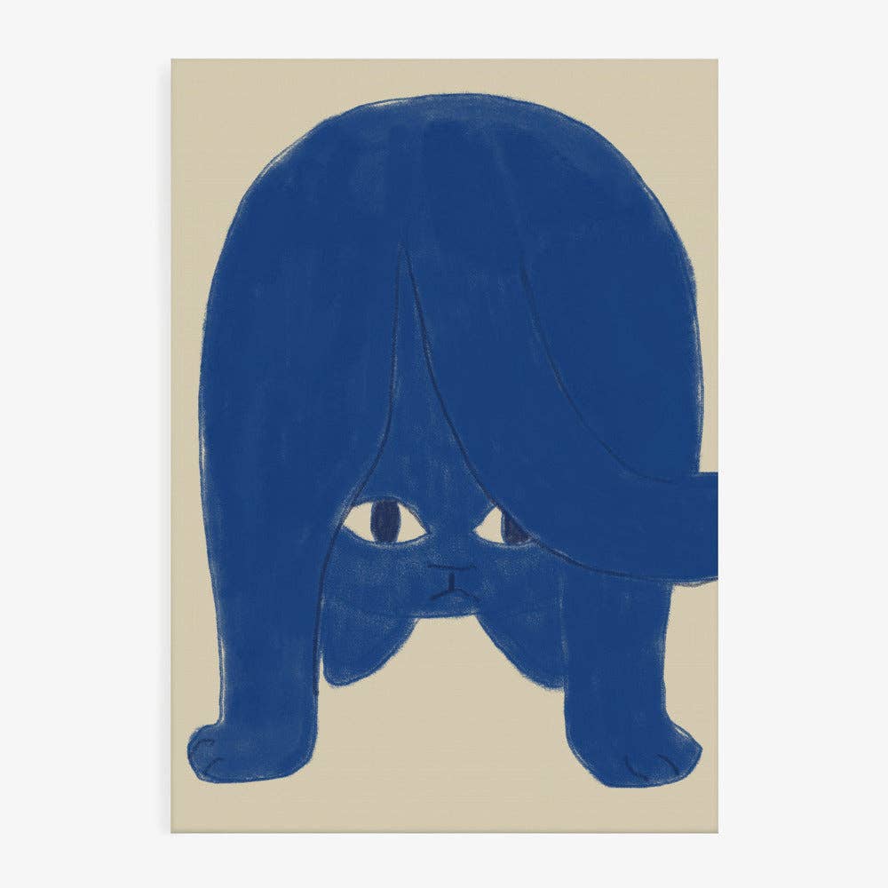 Affiche d'art « Chat bleu à l'envers » - Décor minimaliste: Pas de cadre / 30x40