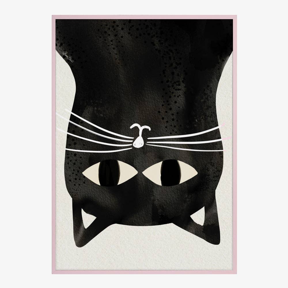 Affiche d'art « Chat noir à l'envers » - Encre: No Frame / 30 x 40 cm