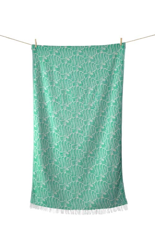 SERVIETTE DE PLAGE POISSON ÉMERAUDE