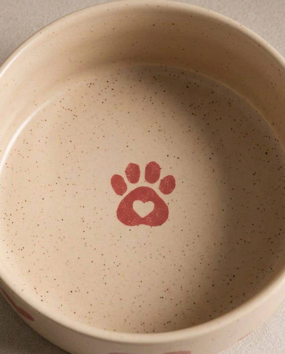 Ensemble de 2 bols pour animaux en grès Cozy Hearts 14 cm