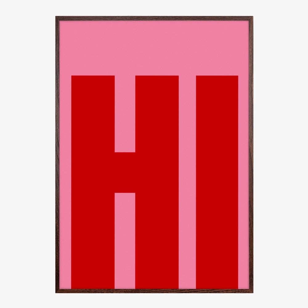 Impression artistique typographique « HI » — Poster graphique pop: Pas de cadre / 30x40 cm