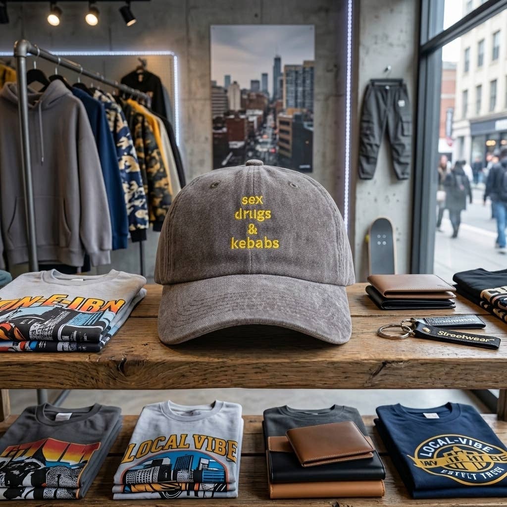 Casquette grise brodée « Sex Dr*gs & Kebabs »: Vert