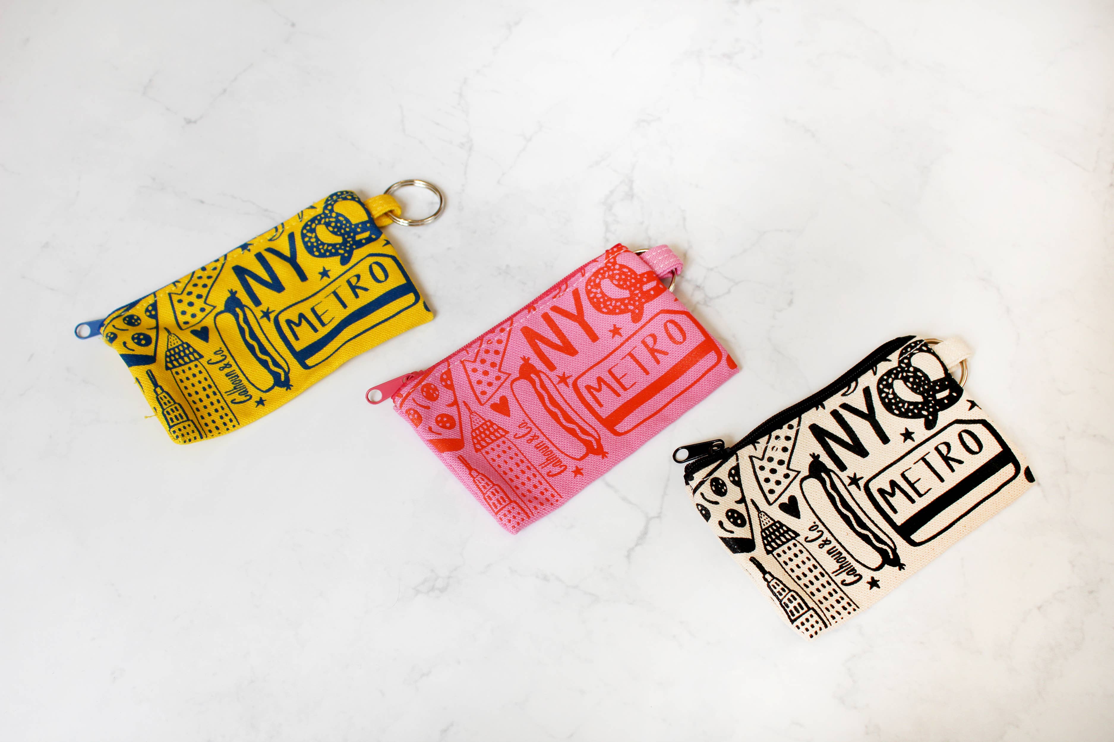 Pochette porte-cartes zippée New York avec porte-clés: NEW-YORKAIS