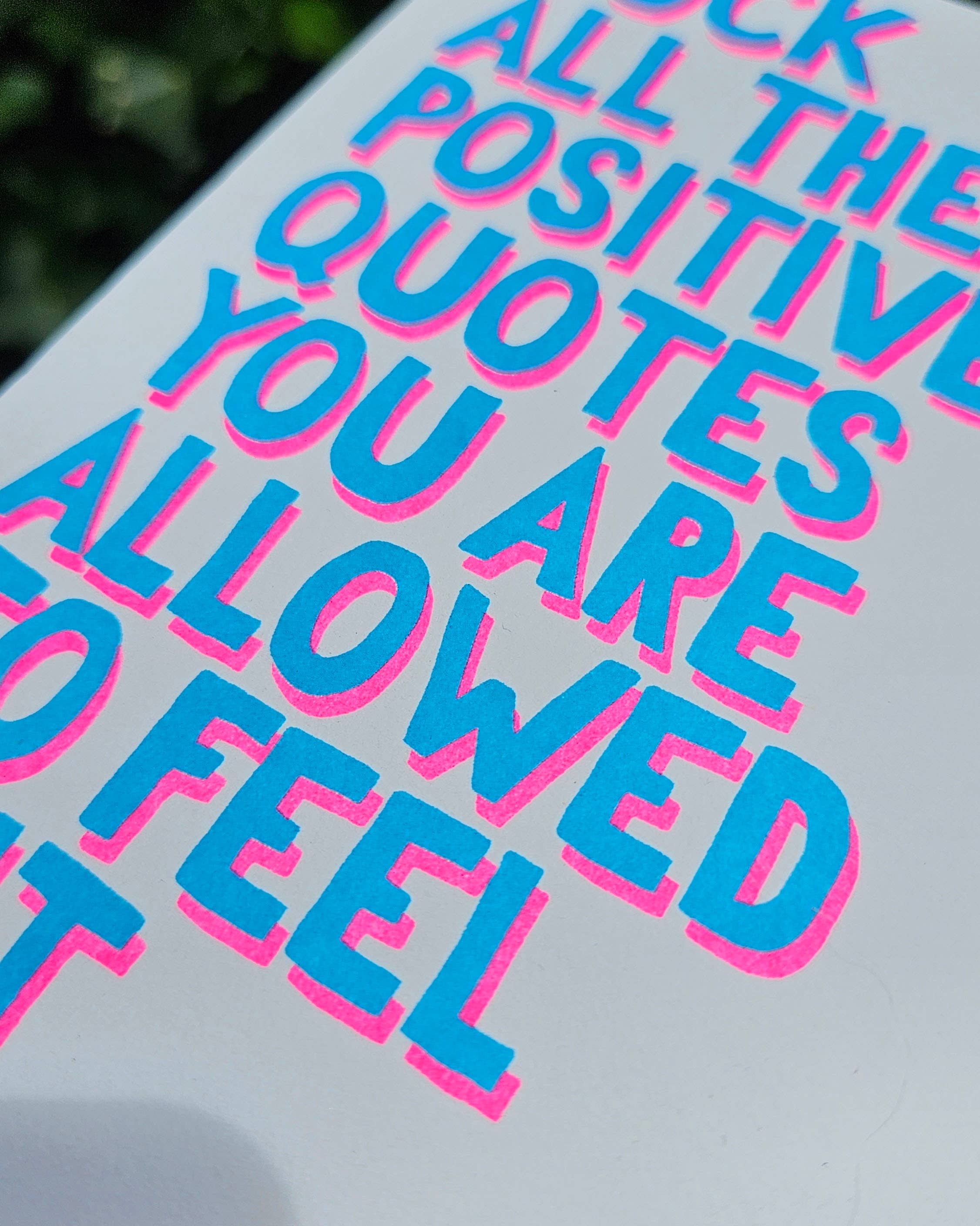 Carte Riso « Fuck all the positive quotes » : message frais et authentique