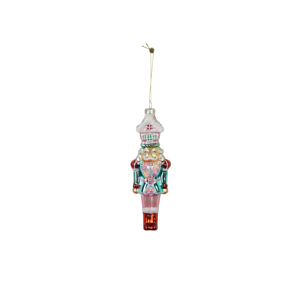 Suspension de Noël - Casse-noisette - Blanc/Rose - 5,5x4x17,5cm
