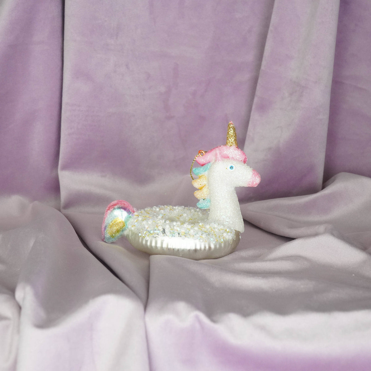 Suspension de Noël - Licorne - Blanc - Verre - 8x9,5x9cm