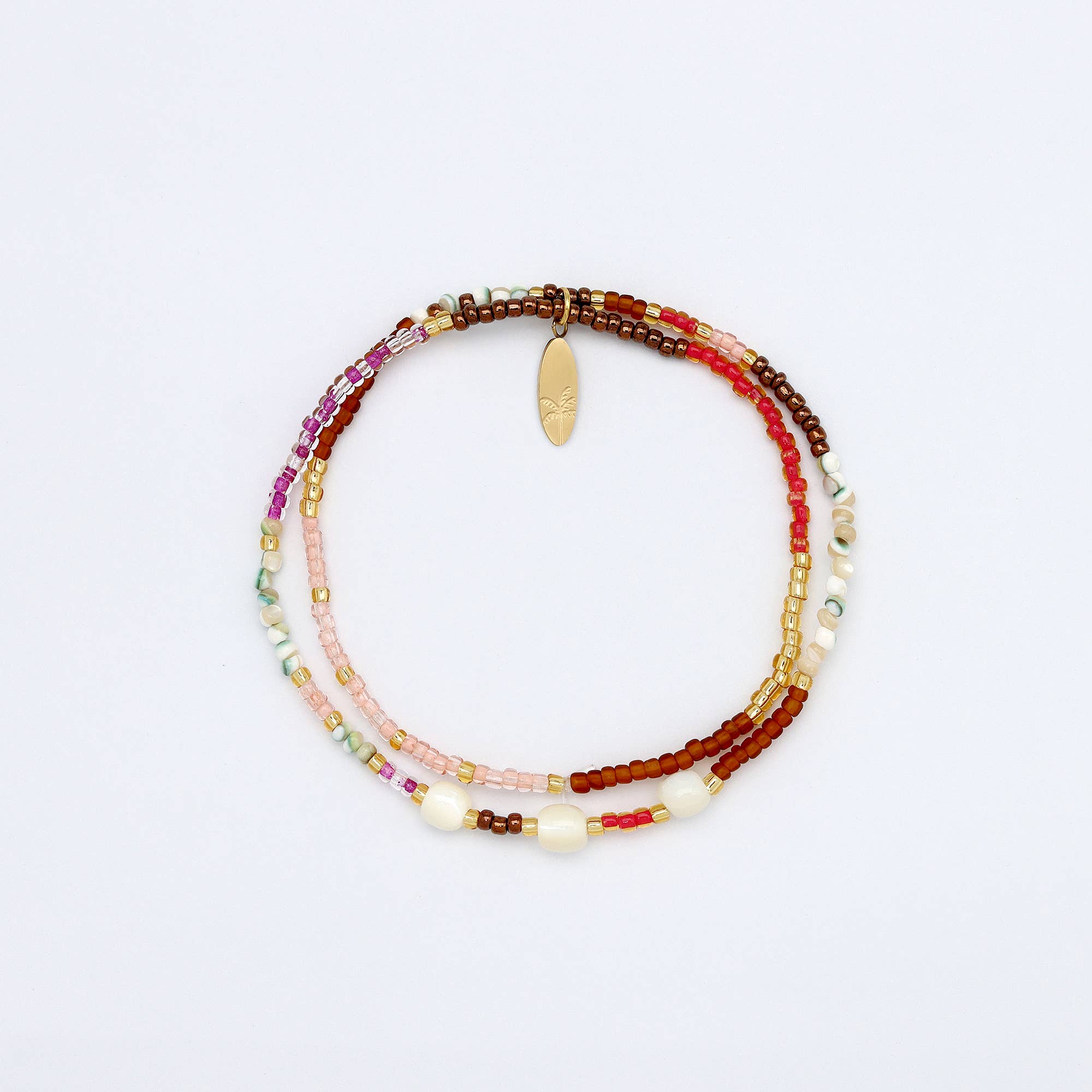 Pantai Bracelet à perles tons chauds, bracelet de surf élastique