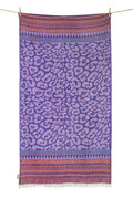 Serviette de plage Kastraki en coton 100 % violet lilas et corail