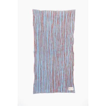 Serviette de bain à lignes - Bleu & Orange
