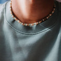 Collier Laut en turquoise et bois, ras-de-cou réglable pour hommes