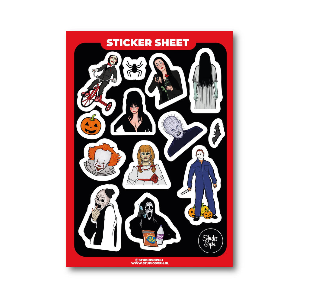 Icônes d'horreur Feuille d'autocollants A5 Halloween: Packed without plastic sleeve