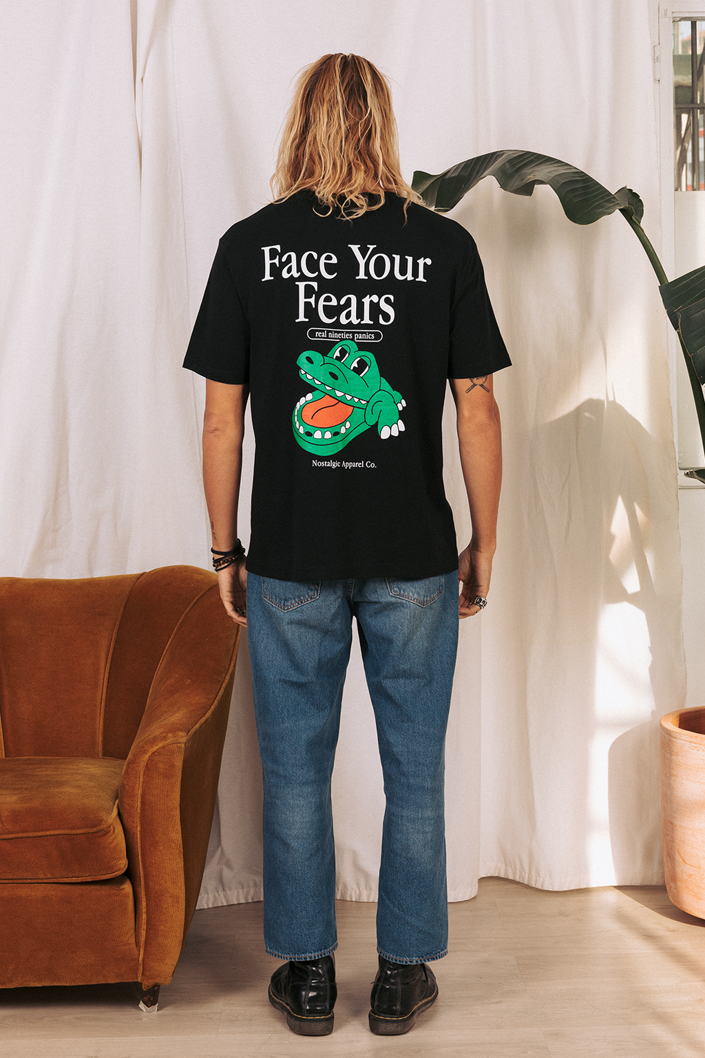 T-shirt unisexe noir « Face Your Fears » | S / Oversize