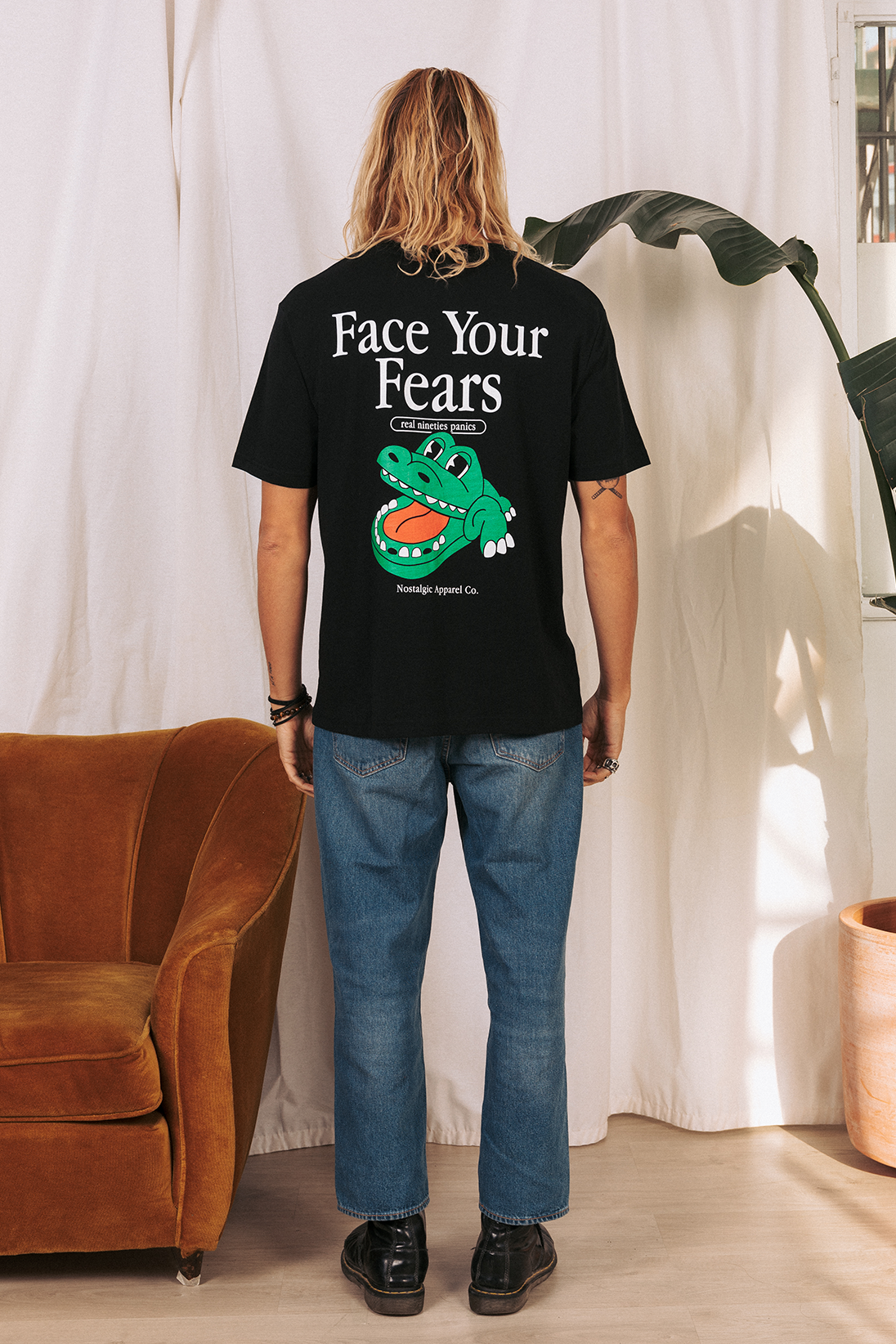 T-shirt unisexe noir « Face Your Fears » | M / Oversize
