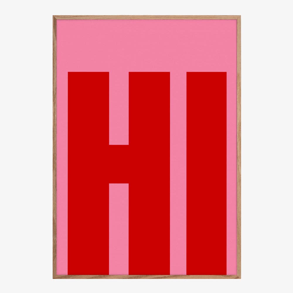 Impression artistique typographique « HI » — Poster graphique pop: Pas de cadre / 30x40 cm