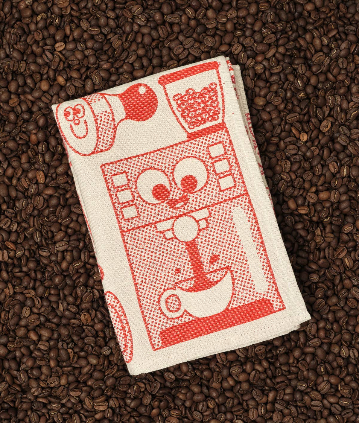 Torchon en coton tissé « C'est l'heure du café »