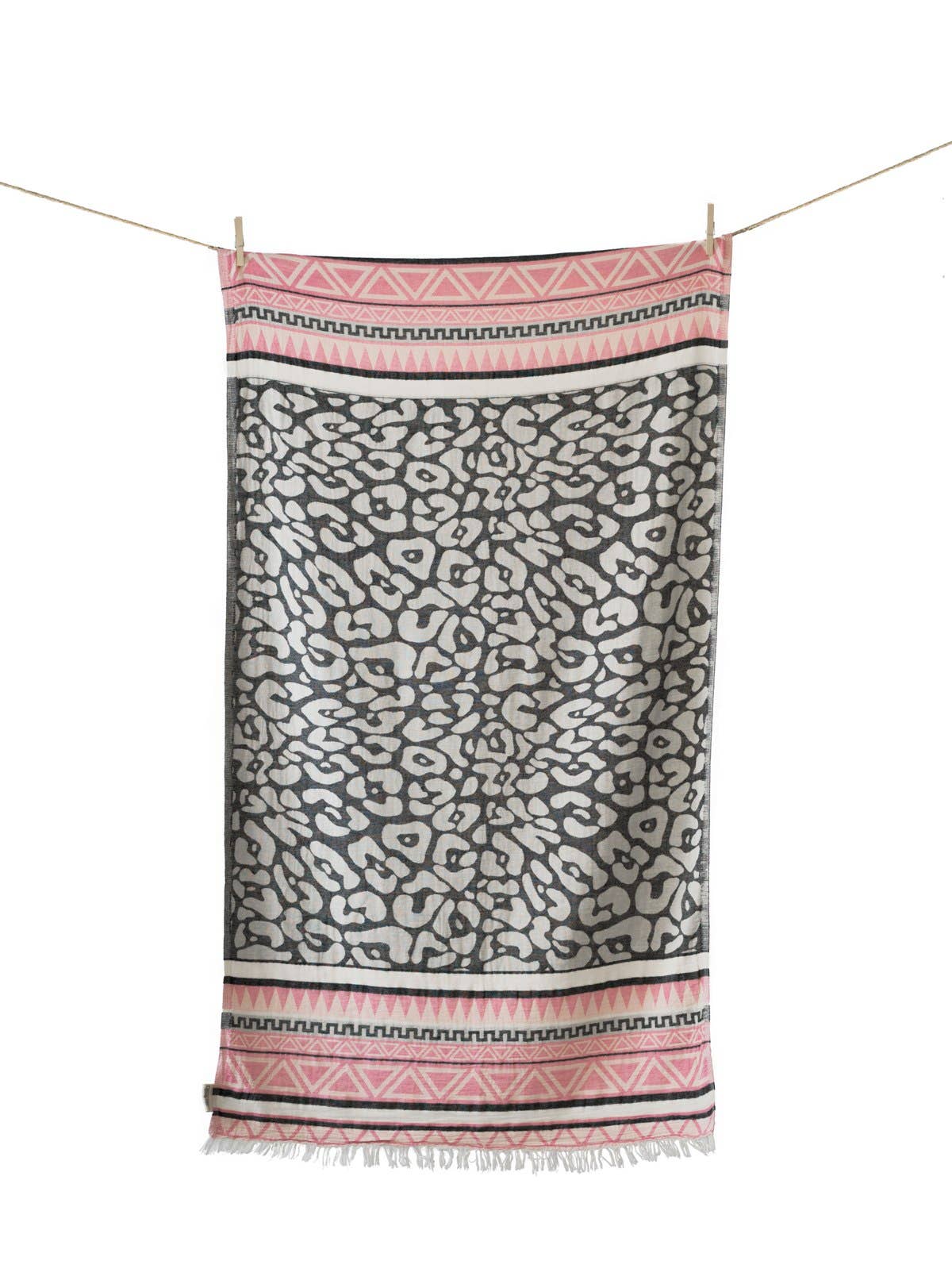 Serviette de plage Keros rose et noir