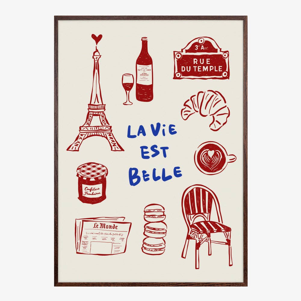 Affiche artistique « Icônes des cafés de Paris » — Affiche de voyage naïve: Pas de cadre / 30x40 cm