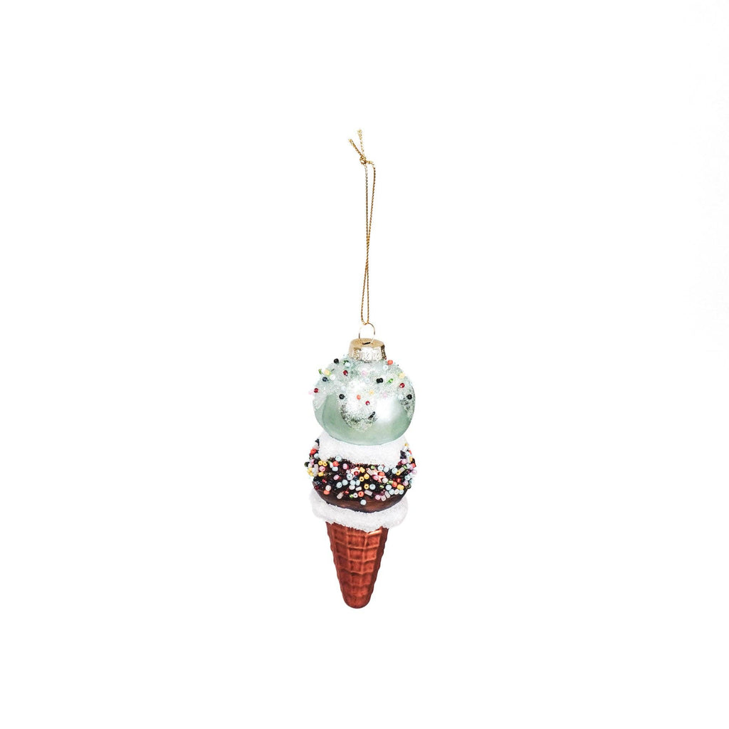 Cintre de Noël - Crème glacée - Verre - Bleu/Marron - 5 x 14 cm