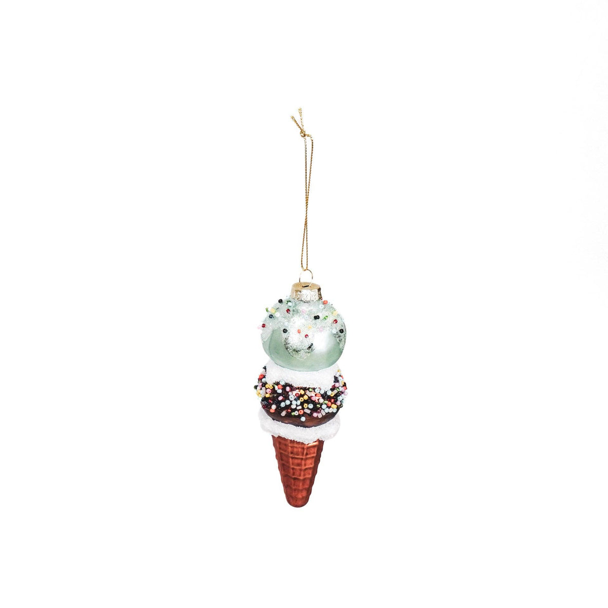 Cintre de Noël - Crème glacée - Verre - Bleu/Marron - 5 x 14 cm