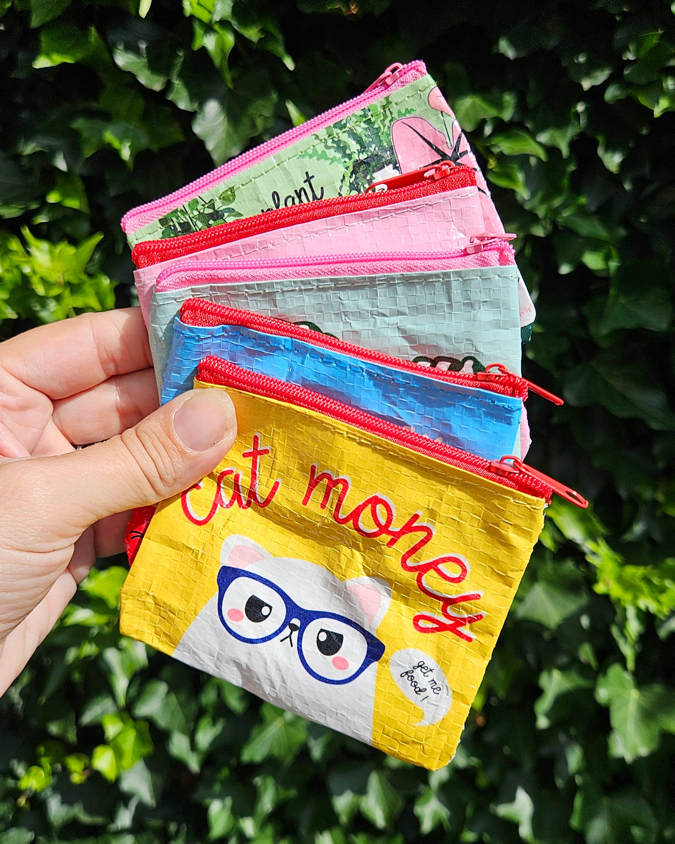 Porte-monnaie jaune « Cat Money » en plastique recyclé
